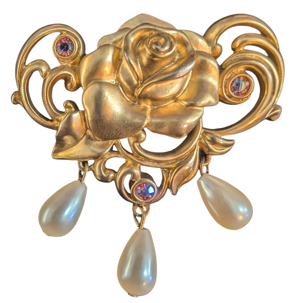 Vintage Avon Victorian Rose Brooch